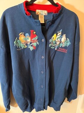 Orvis Navy Blue Wildbird Button-Up Jacket with Red Trim
